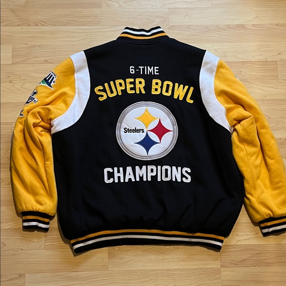 Steelers 6-Time Super Bowl Champions NFL Jacket Black and Yellow G-lll - Picture 2 of 12